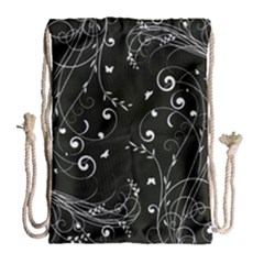 Floral Design Drawstring Bag (large)