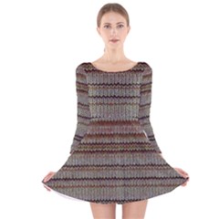Stripy Knitted Wool Fabric Texture Long Sleeve Velvet Skater Dress