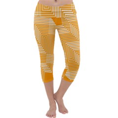 Orange Line Plaid Capri Yoga Leggings by Mariart