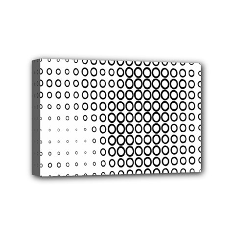Polka Circle Round Black White Hole Mini Canvas 6  X 4 