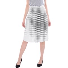 Polka Circle Round Black White Hole Midi Beach Skirt by Mariart