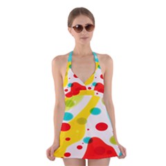 Polkadot Color Rainbow Red Blue Yellow Green Halter Swimsuit Dress by Mariart