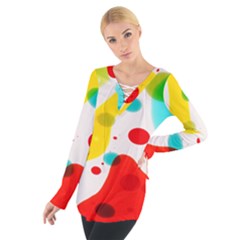 Polkadot Color Rainbow Red Blue Yellow Green Women s Tie Up Tee by Mariart