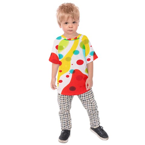 Polkadot Color Rainbow Red Blue Yellow Green Kids  Raglan Tee by Mariart