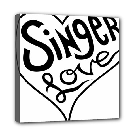 Singer Love Sign Heart Mini Canvas 8  X 8  by Mariart