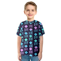 Polkadot Plaid Circle Line Pink Purple Blue Kids  Sport Mesh Tee