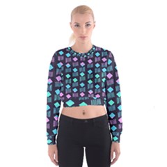 Polkadot Plaid Circle Line Pink Purple Blue Cropped Sweatshirt by Mariart