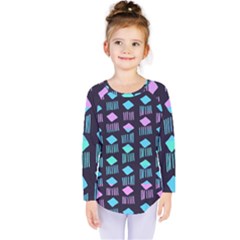 Polkadot Plaid Circle Line Pink Purple Blue Kids  Long Sleeve Tee