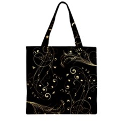 Floral Design Zipper Grocery Tote Bag