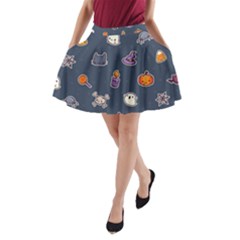 Kawaiieen Pattern A-Line Pocket Skirt