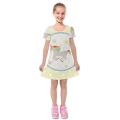 Unicorn Pattern Kids  Short Sleeve Velvet Dress by Nexatart