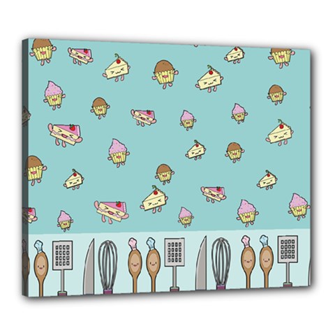 Kawaii Kitchen Border Canvas 24  X 20  by Nexatart