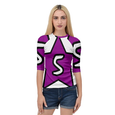 Star Five Purple White Quarter Sleeve Tee by Mariart