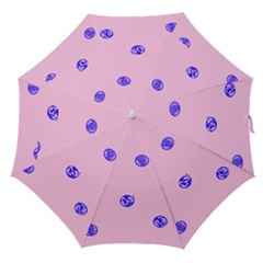 Star Space Balloon Moon Blue Pink Circle Round Polkadot Straight Umbrellas