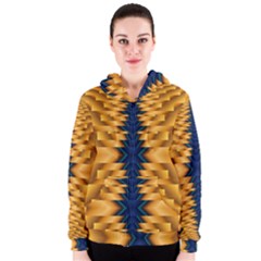 Plaid Blue Gold Wave Chevron Women s Zipper Hoodie by Mariart