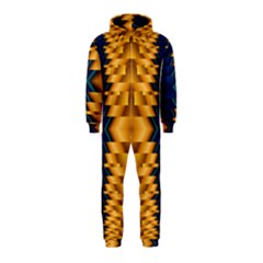 Plaid Blue Gold Wave Chevron Hooded Jumpsuit (Kids)