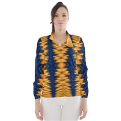 Plaid Blue Gold Wave Chevron Wind Breaker (Women)