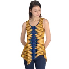 Plaid Blue Gold Wave Chevron Sleeveless Tunic by Mariart