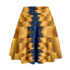 Plaid Blue Gold Wave Chevron High Waist Skirt