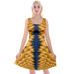 Plaid Blue Gold Wave Chevron Reversible Velvet Sleeveless Dress