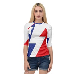 Three Colors Blue White Line Star Quarter Sleeve Tee