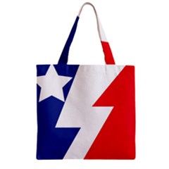 Three Colors Blue White Line Star Zipper Grocery Tote Bag by Mariart