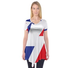 Three Colors Blue White Line Star Short Sleeve Tunic  by Mariart