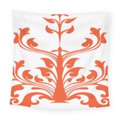 Tree Leaf Flower Orange Sexy Star Square Tapestry (large) by Mariart
