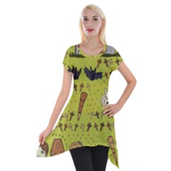 Horror Vampire Kawaii Short Sleeve Side Drop Tunic by Nexatart