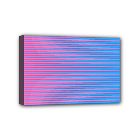 Turquoise Pink Stripe Light Blue Mini Canvas 6  X 4  by Mariart