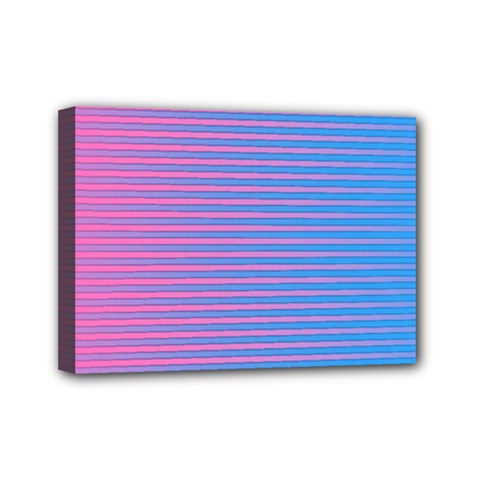 Turquoise Pink Stripe Light Blue Mini Canvas 7  X 5  by Mariart