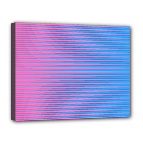 Turquoise Pink Stripe Light Blue Canvas 14  X 11 