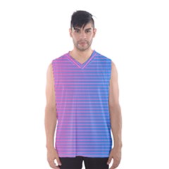 Turquoise Pink Stripe Light Blue Men s Basketball Tank Top by Mariart