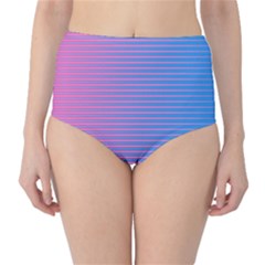 Turquoise Pink Stripe Light Blue High-waist Bikini Bottoms by Mariart