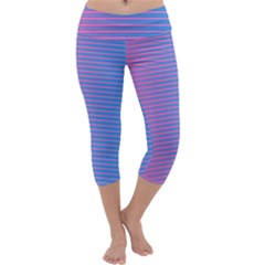 Turquoise Pink Stripe Light Blue Capri Yoga Leggings by Mariart