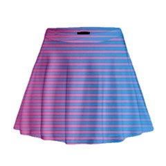 Turquoise Pink Stripe Light Blue Mini Flare Skirt by Mariart