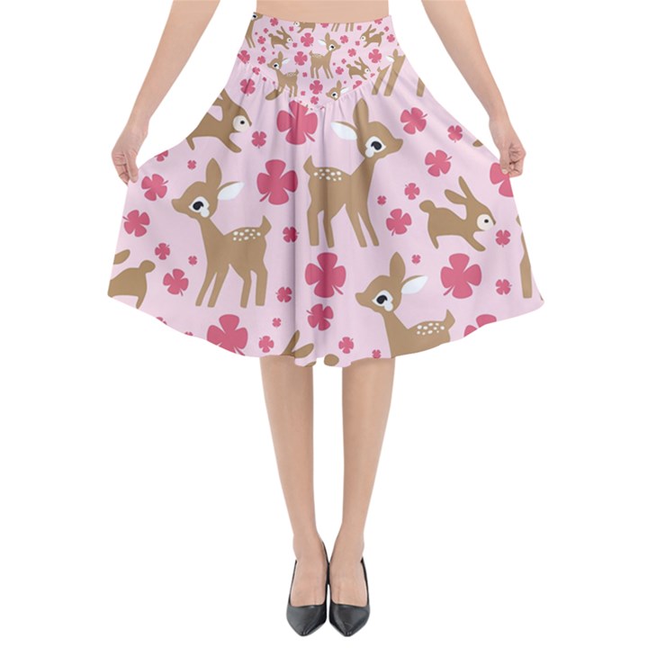 Preety Deer Cute Flared Midi Skirt
