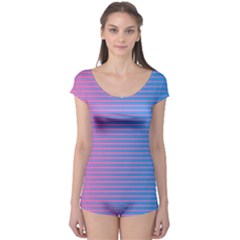 Turquoise Pink Stripe Light Blue Boyleg Leotard  by Mariart