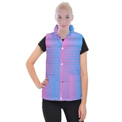 Turquoise Pink Stripe Light Blue Women s Button Up Puffer Vest