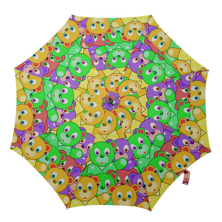 Cute Cartoon Crowd Of Colourful Kids Bears Hook Handle Umbrellas (Large)