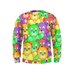 Cute Cartoon Crowd Of Colourful Kids Bears Kids  Sweatshirt