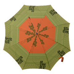 Sunset Orange Green Tree Sun Red Polka Hook Handle Umbrellas (large) by Mariart