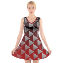 Netflix Play Button Pattern V-neck Sleeveless Skater Dress