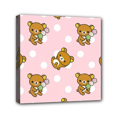 Kawaii Bear Pattern Mini Canvas 6  X 6  by Nexatart