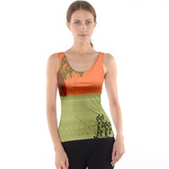 Sunset Orange Green Tree Sun Red Polka Tank Top by Mariart