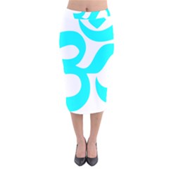 Hindu Om Symbol (cyan) Velvet Midi Pencil Skirt by abbeyz71