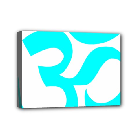 Hindu Om Symbol (cyan) Mini Canvas 7  X 5  by abbeyz71