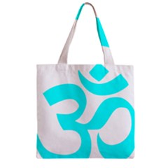 Hindu Om Symbol (cyan) Zipper Grocery Tote Bag by abbeyz71