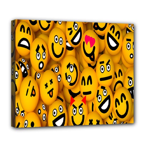 Smileys Linus Face Mask Cute Yellow Deluxe Canvas 24  X 20   by Mariart