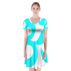 Hindu Om Symbol (cyan) Short Sleeve V-neck Flare Dress by abbeyz71